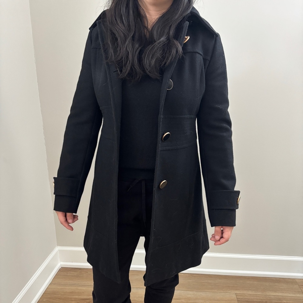 Kenneth Cole Black Wool Blend Coat sz2